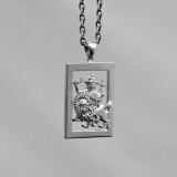 Dorje Shugden Rectangular Silver Pendant